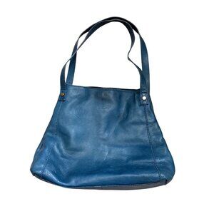 American Leather Co. Women's Tote Bag Liberty Shopper Blue Leather Double Handle